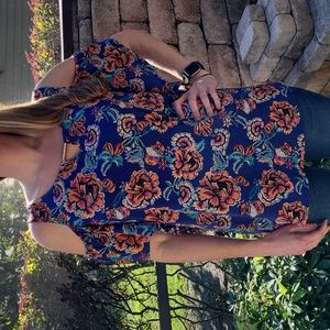 Cato Flowy Floral Cold Shoulder Top